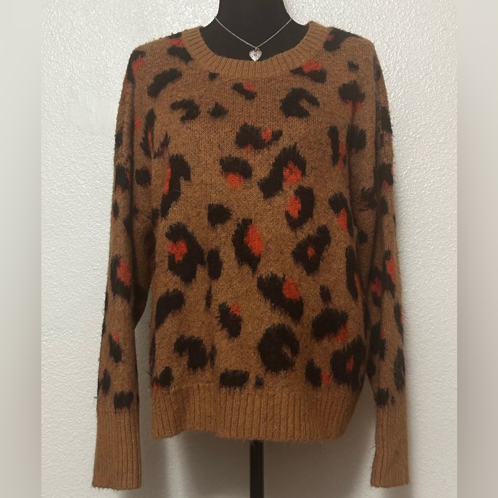 Brown, black & orange Cheetah Sweater